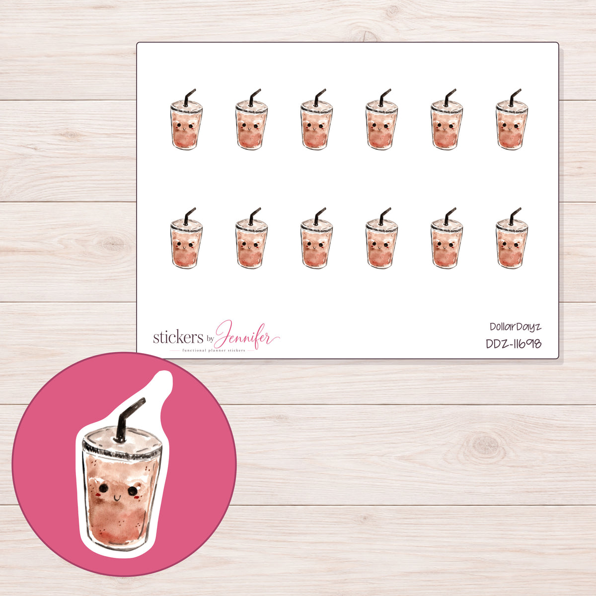 DDZ-11698 planner sticker sheet with enlarged sticker detail