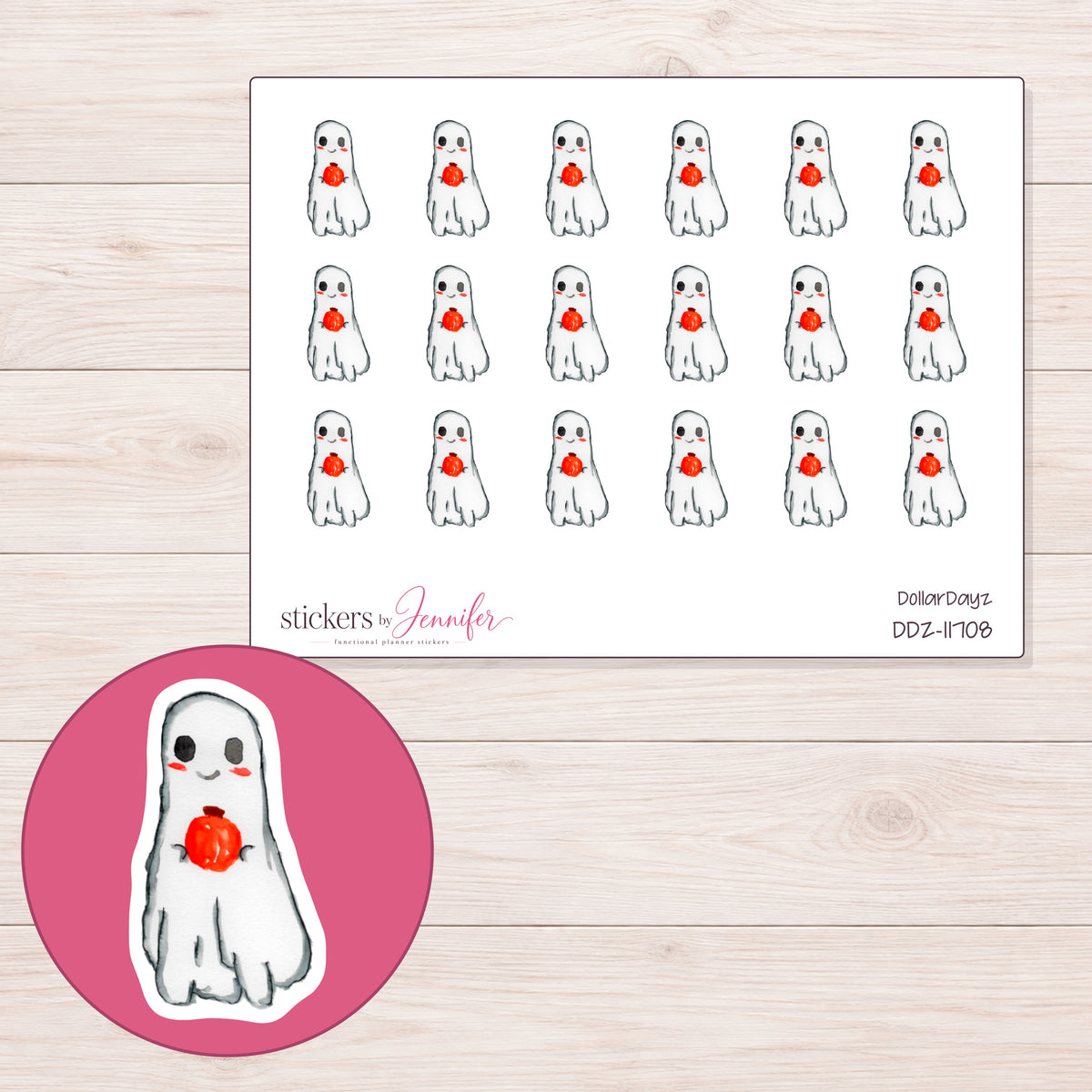 DDZ-11708 planner sticker sheet with enlarged sticker detail