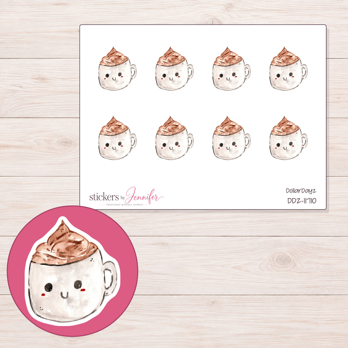 DDZ-11710 planner sticker sheet with enlarged sticker detail