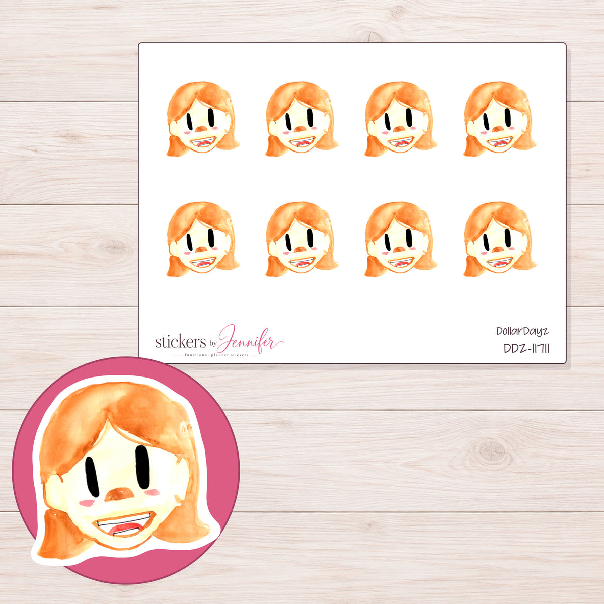 DDZ-11711 planner sticker sheet with enlarged sticker detail