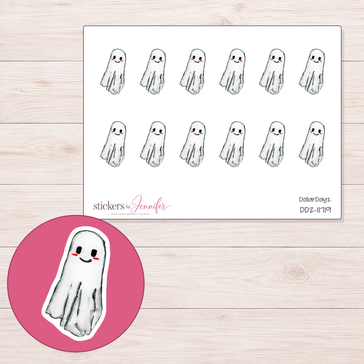 DDZ-11719 planner sticker sheet with enlarged sticker detail
