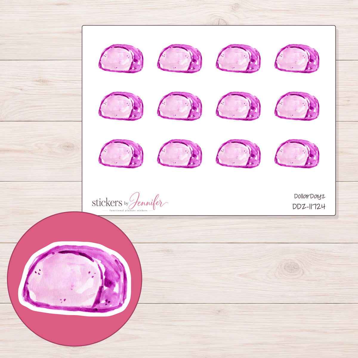 DDZ-11724 planner sticker sheet with enlarged sticker detail