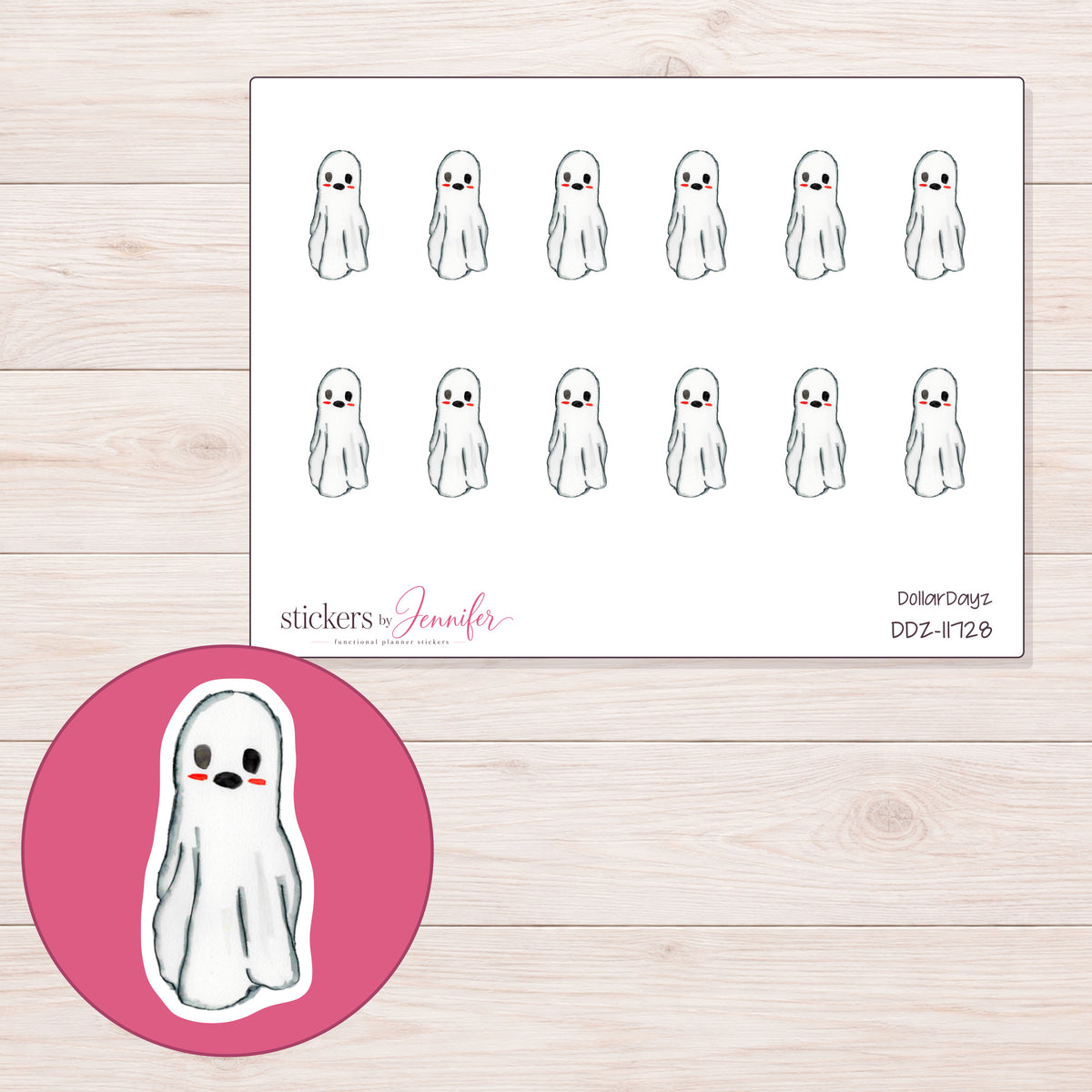 DDZ-11728 planner sticker sheet with enlarged sticker detail