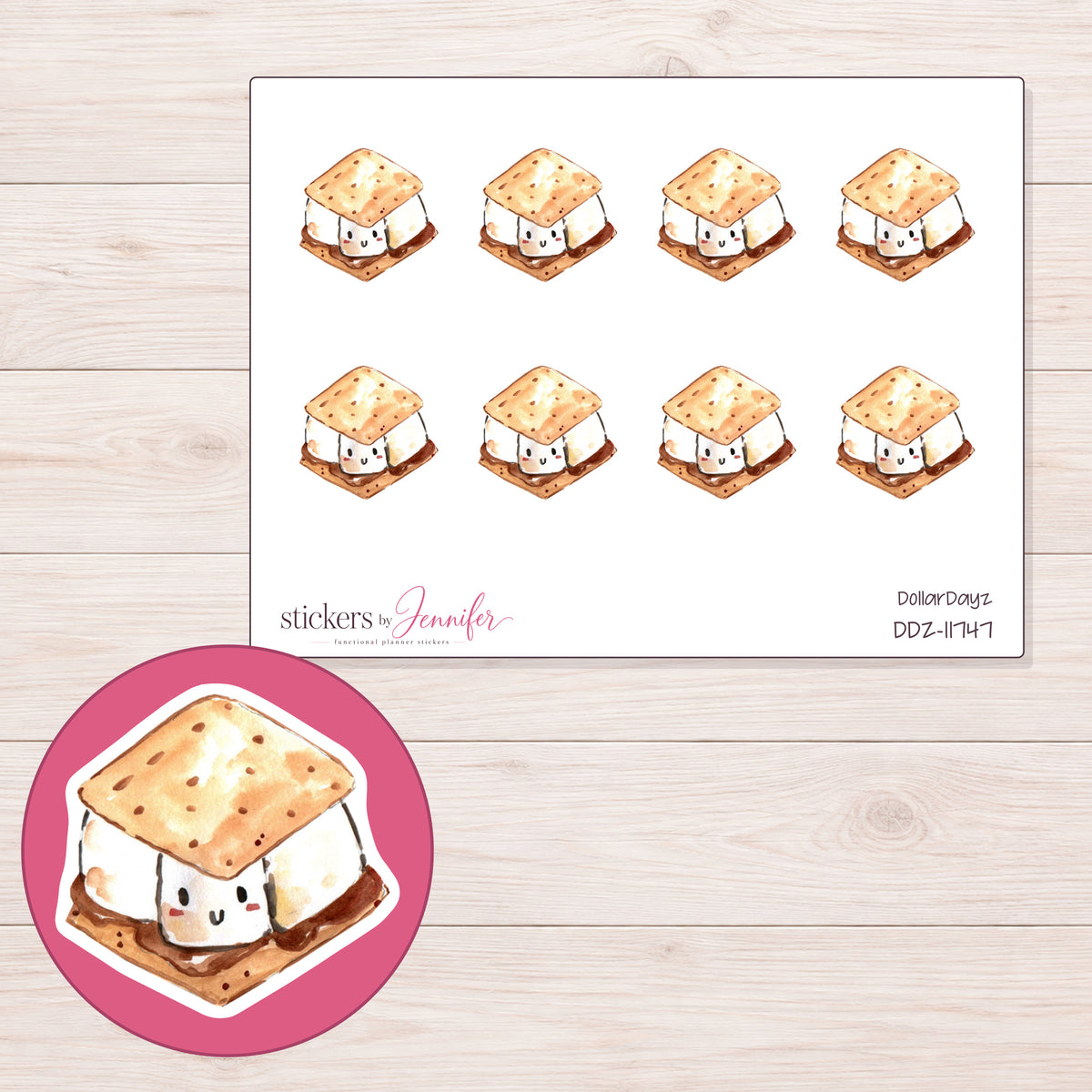 DDZ-11747 planner sticker sheet with enlarged sticker detail