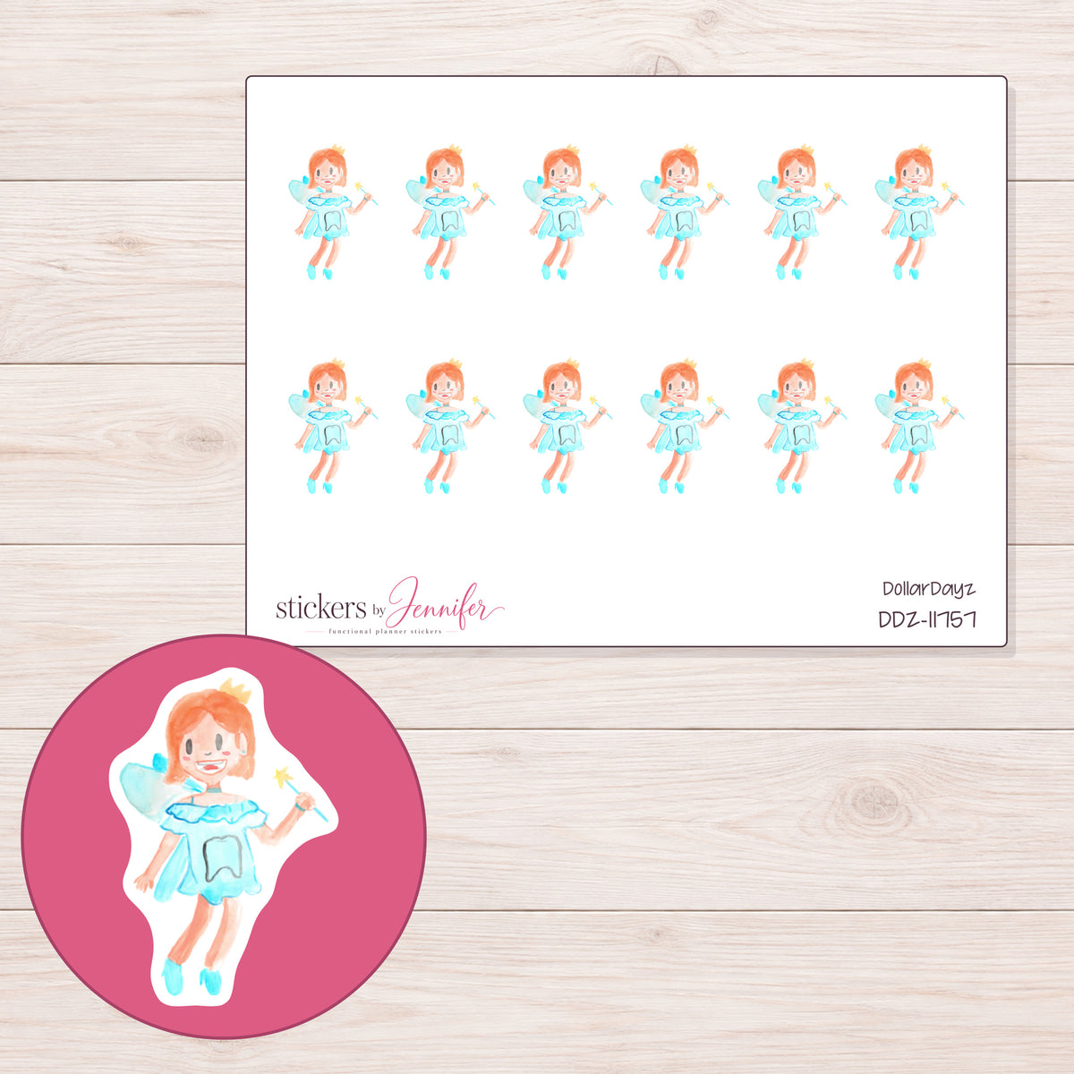 DDZ-11757 planner sticker sheet with enlarged sticker detail