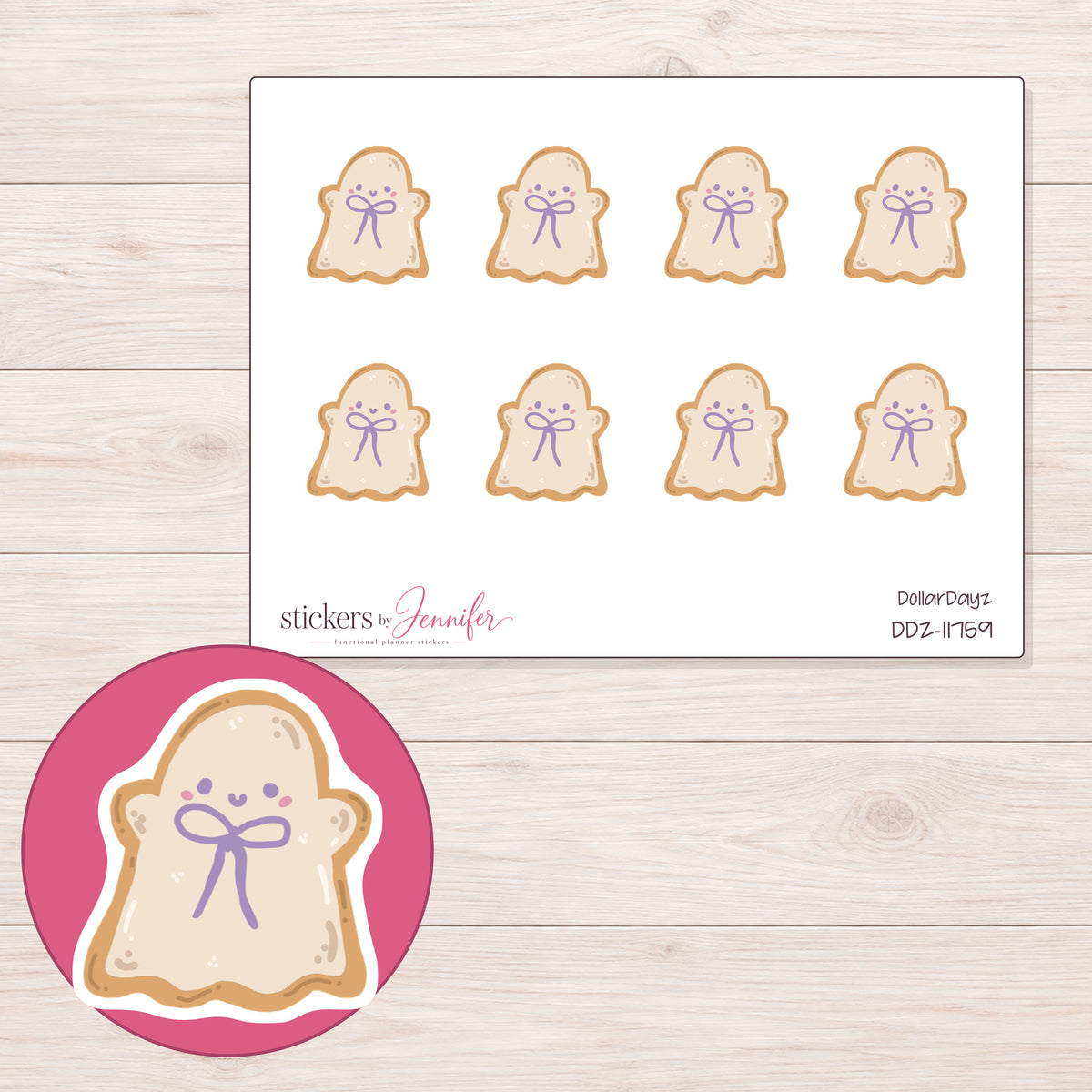 DDZ-11759 planner sticker sheet with enlarged sticker detail