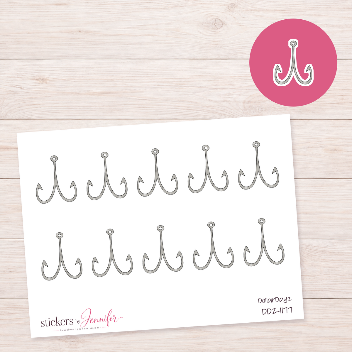 Fishing Hook Planner Stickers | DDZ-1177