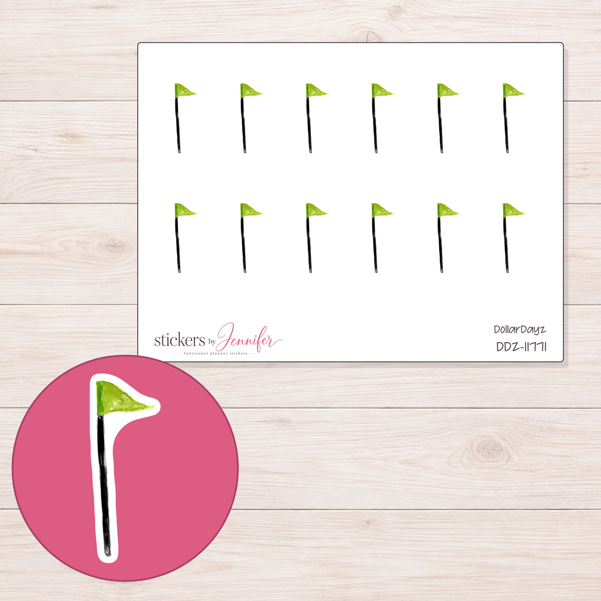 DDZ-11771 planner sticker sheet with enlarged sticker detail