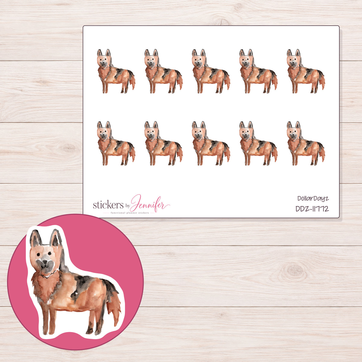 DDZ-11772 planner sticker sheet with enlarged sticker detail