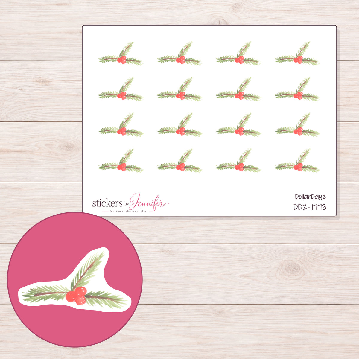 DDZ-11773 planner sticker sheet with enlarged sticker detail