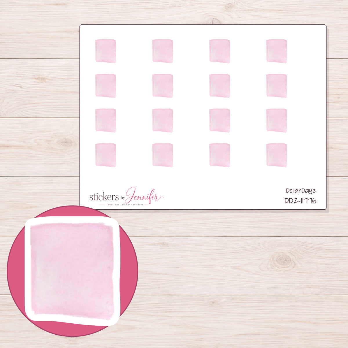 DDZ-11776 planner sticker sheet with enlarged sticker detail