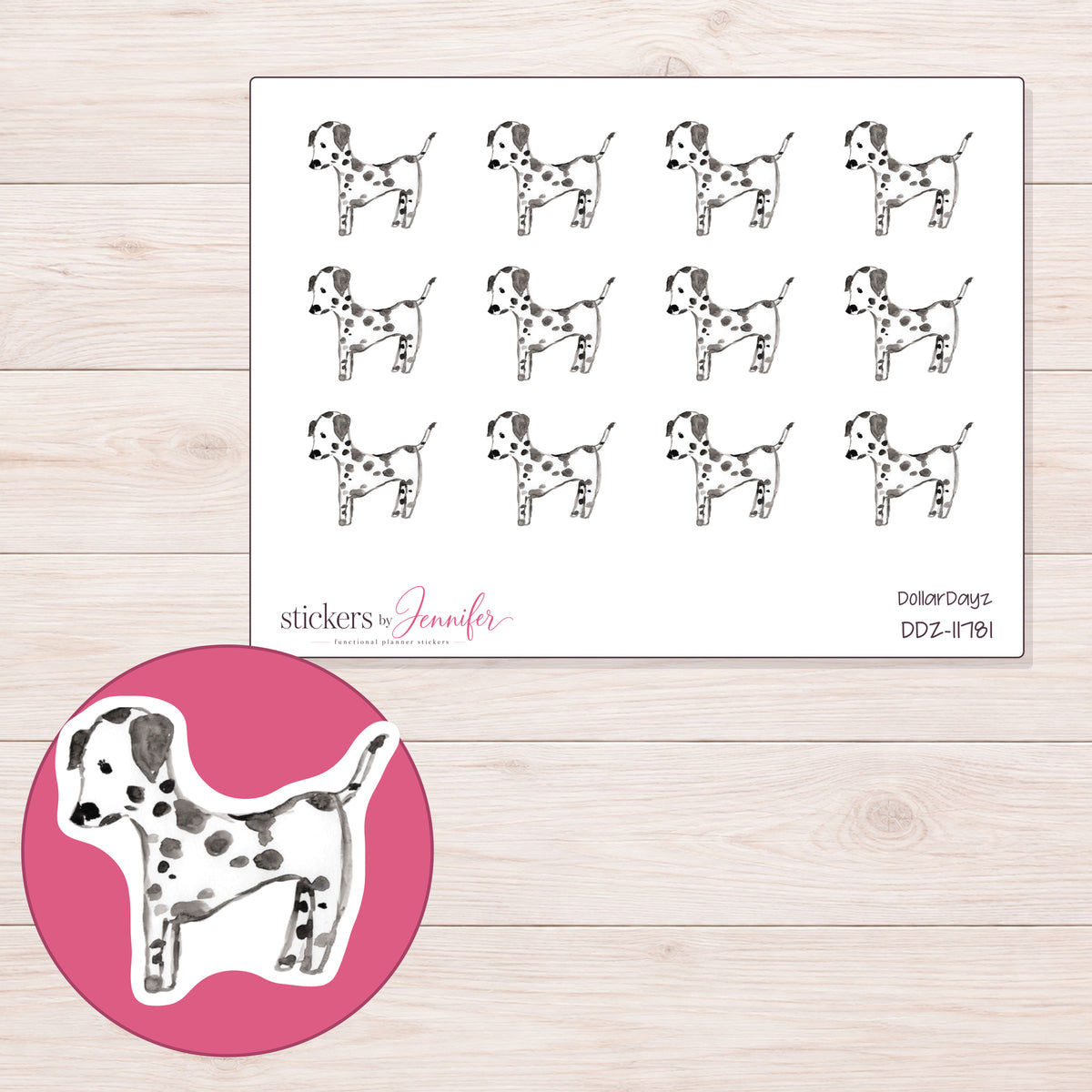 DDZ-11781 planner sticker sheet with enlarged sticker detail