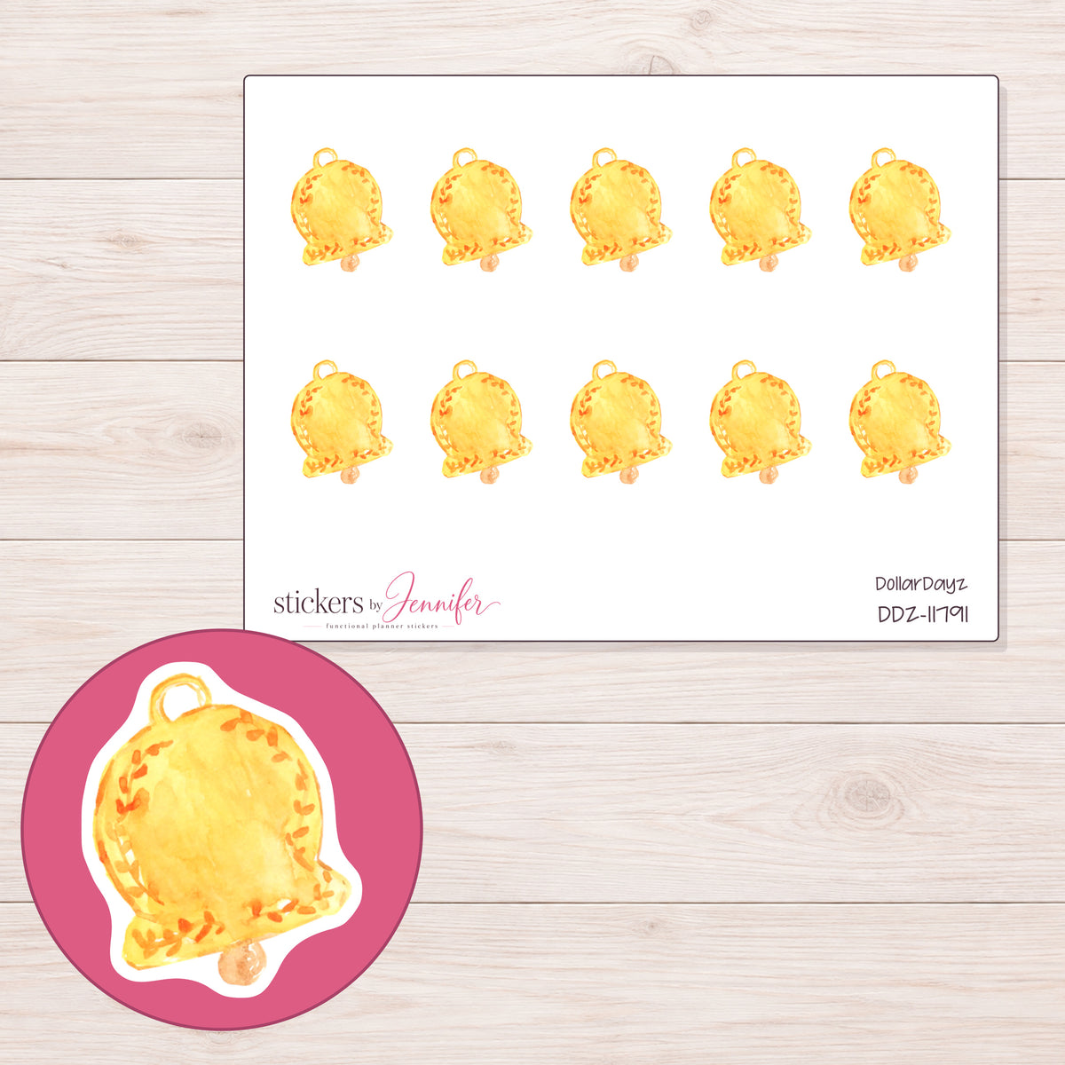 DDZ-11791 planner sticker sheet with enlarged sticker detail