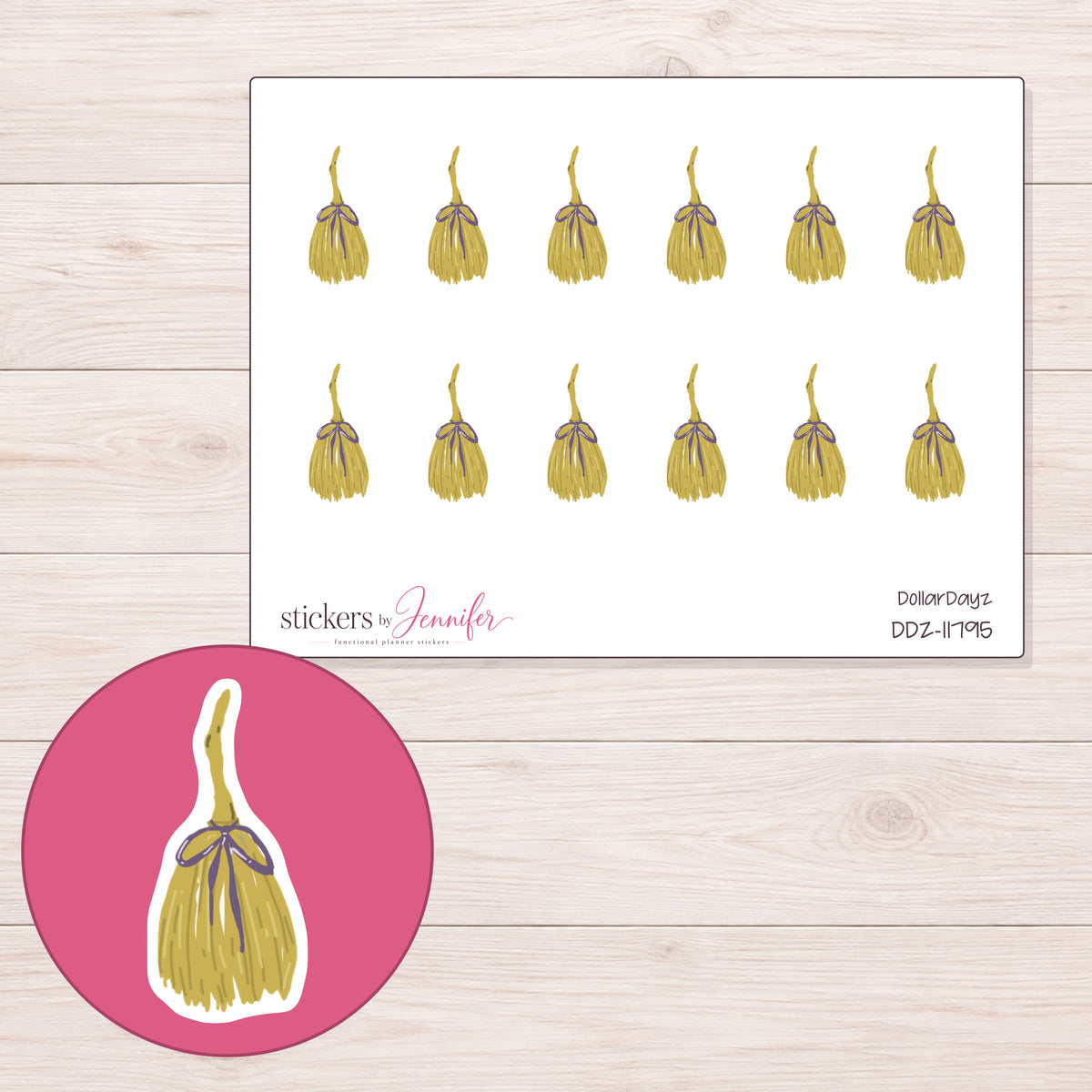 DDZ-11795 planner sticker sheet with enlarged sticker detail