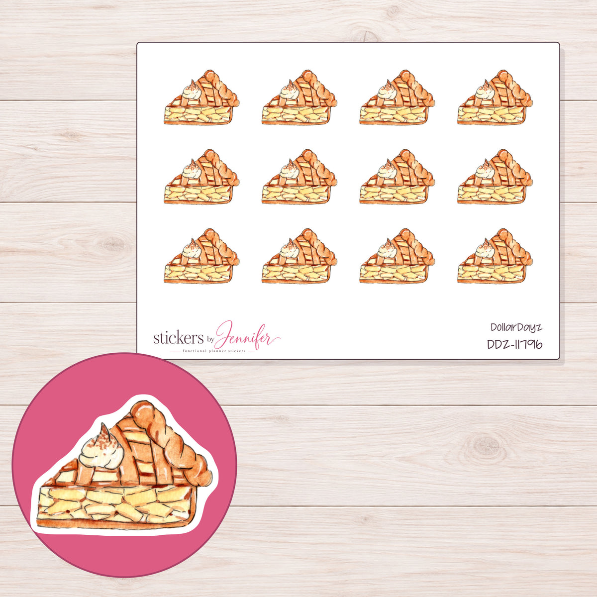 DDZ-11796 planner sticker sheet with enlarged sticker detail