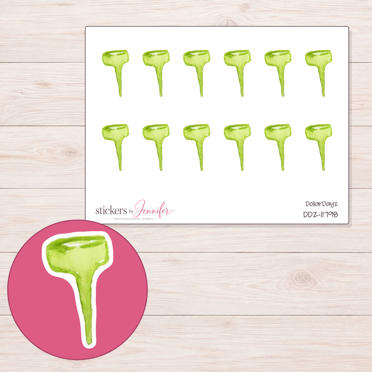 DDZ-11798 planner sticker sheet with enlarged sticker detail