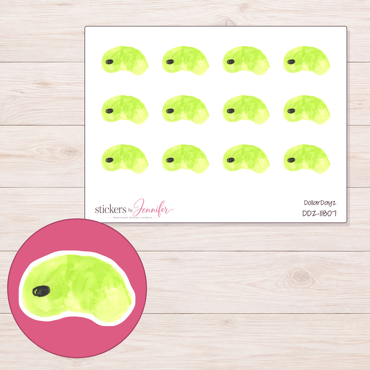 DDZ-11807 planner sticker sheet with enlarged sticker detail