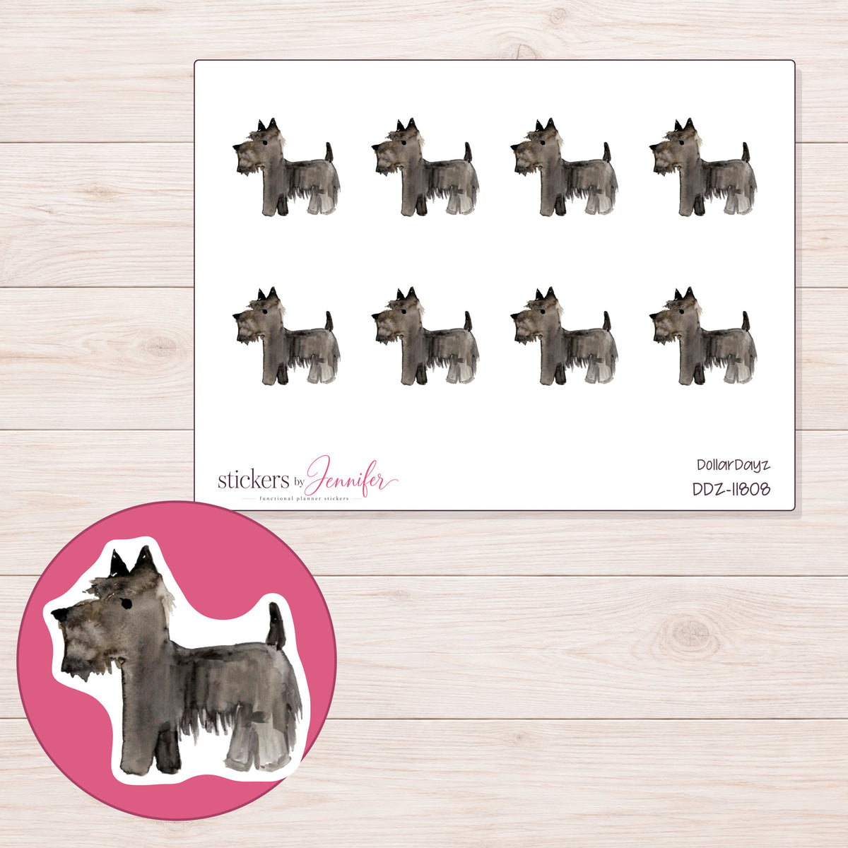 DDZ-11808 planner sticker sheet with enlarged sticker detail