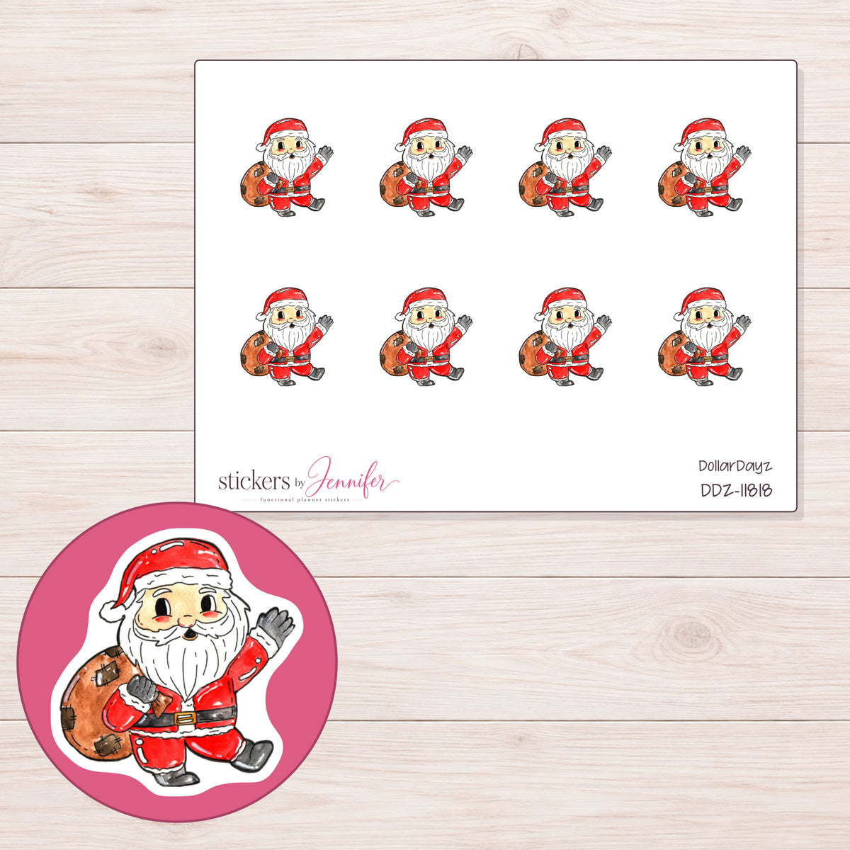 DDZ-11818 planner sticker sheet with enlarged sticker detail