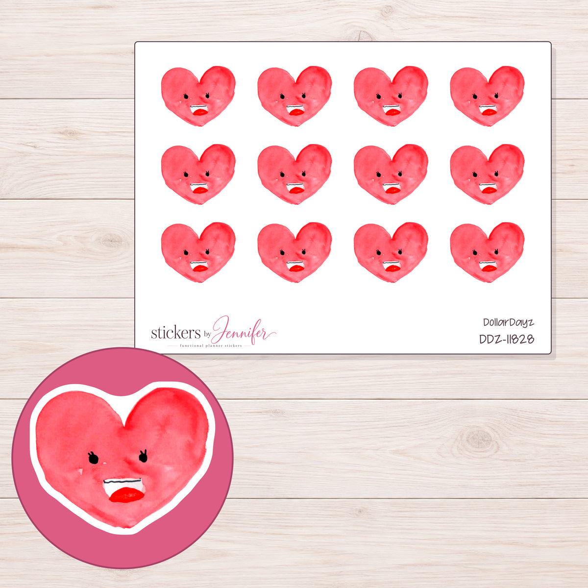 DDZ-11828 planner sticker sheet with enlarged sticker detail