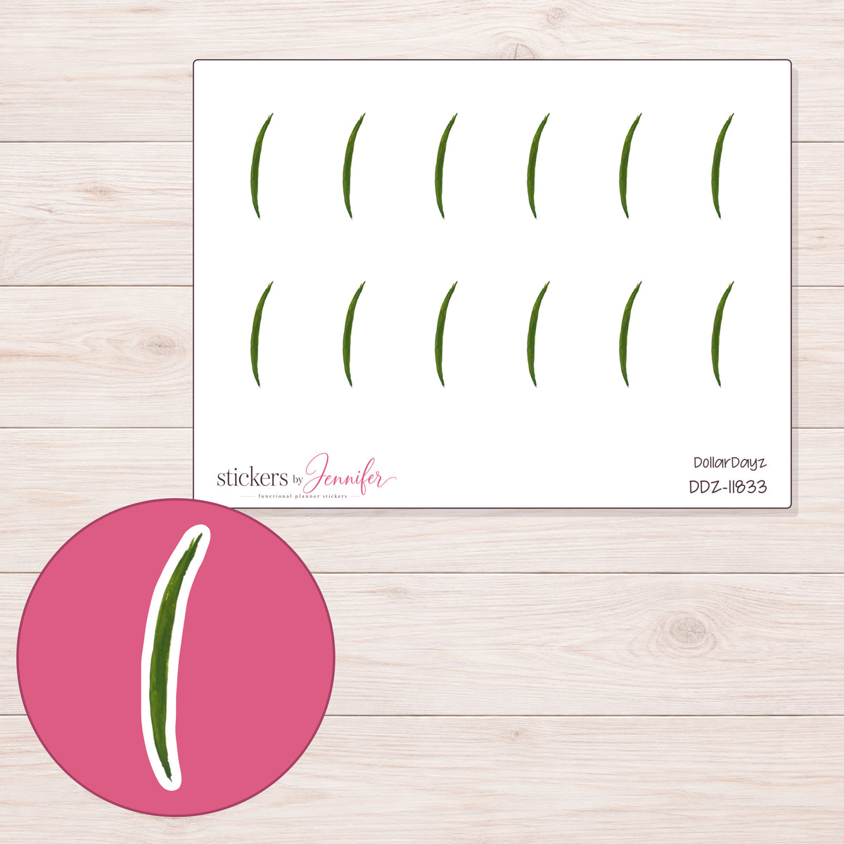 DDZ-11833 planner sticker sheet with enlarged sticker detail