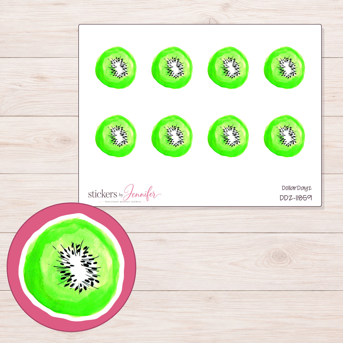 DDZ-11859 planner sticker sheet with enlarged sticker detail