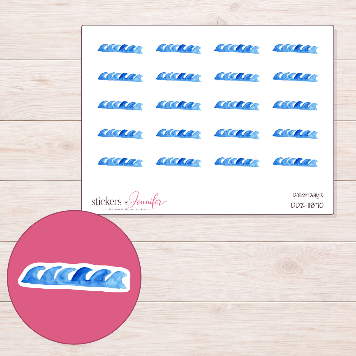 DDZ-11870 planner sticker sheet with enlarged sticker detail