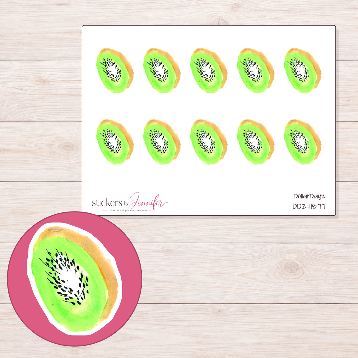 DDZ-11877 planner sticker sheet with enlarged sticker detail