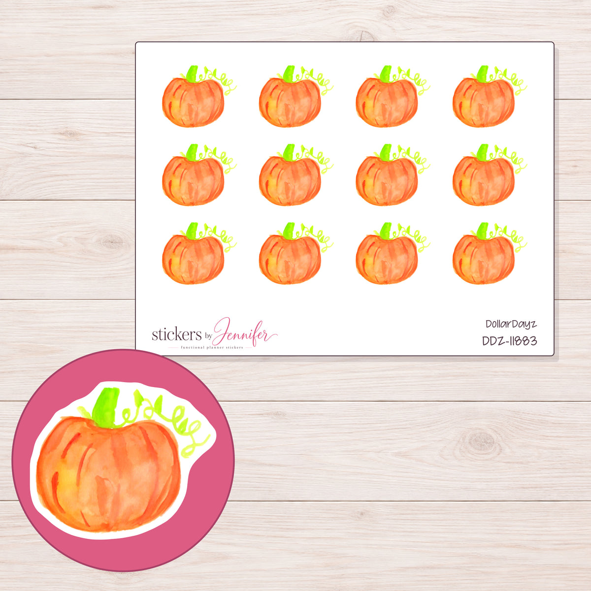 DDZ-11883 planner sticker sheet with enlarged sticker detail