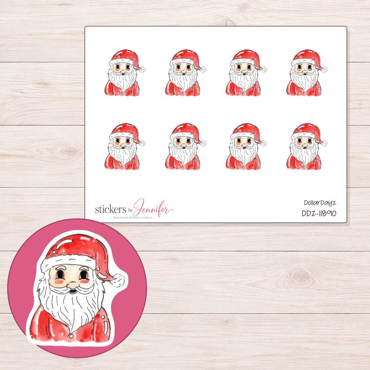 DDZ-11890 planner sticker sheet with enlarged sticker detail