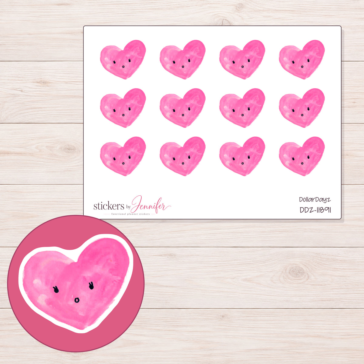 DDZ-11891 planner sticker sheet with enlarged sticker detail
