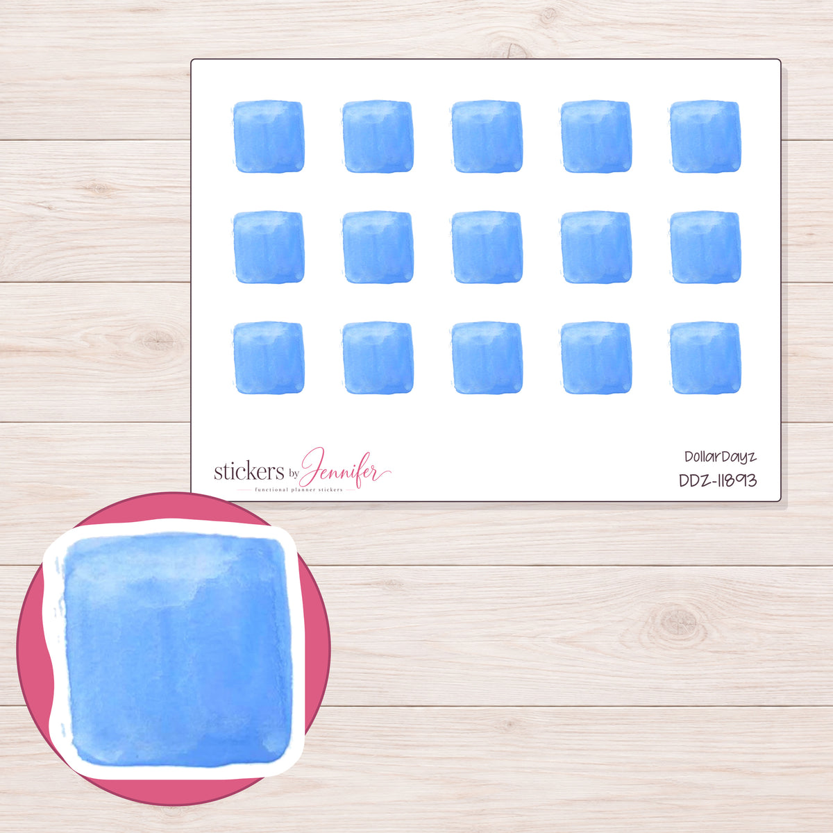 DDZ-11893 planner sticker sheet with enlarged sticker detail