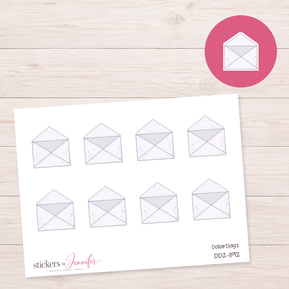 Open Pale Envelope Planner Stickers | DDZ-1192
