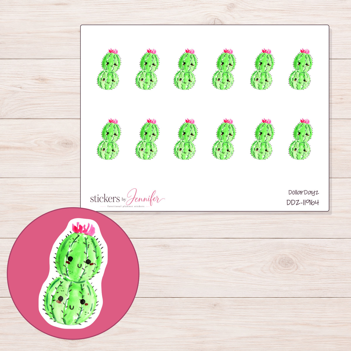DDZ-11964 planner sticker sheet with enlarged sticker detail