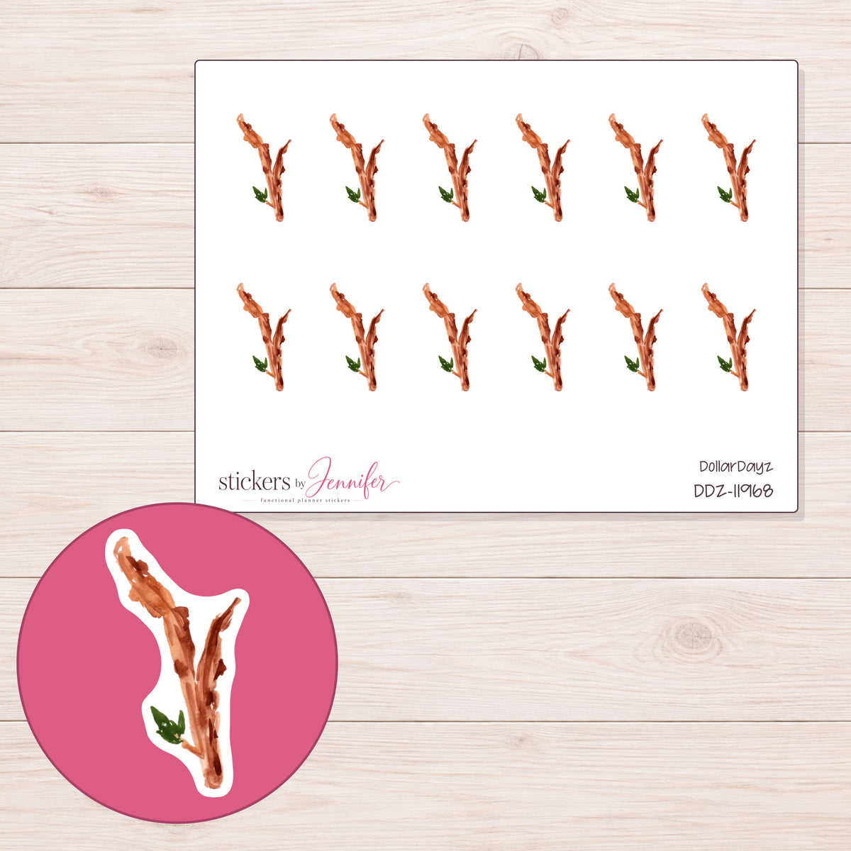 DDZ-11968 planner sticker sheet with enlarged sticker detail