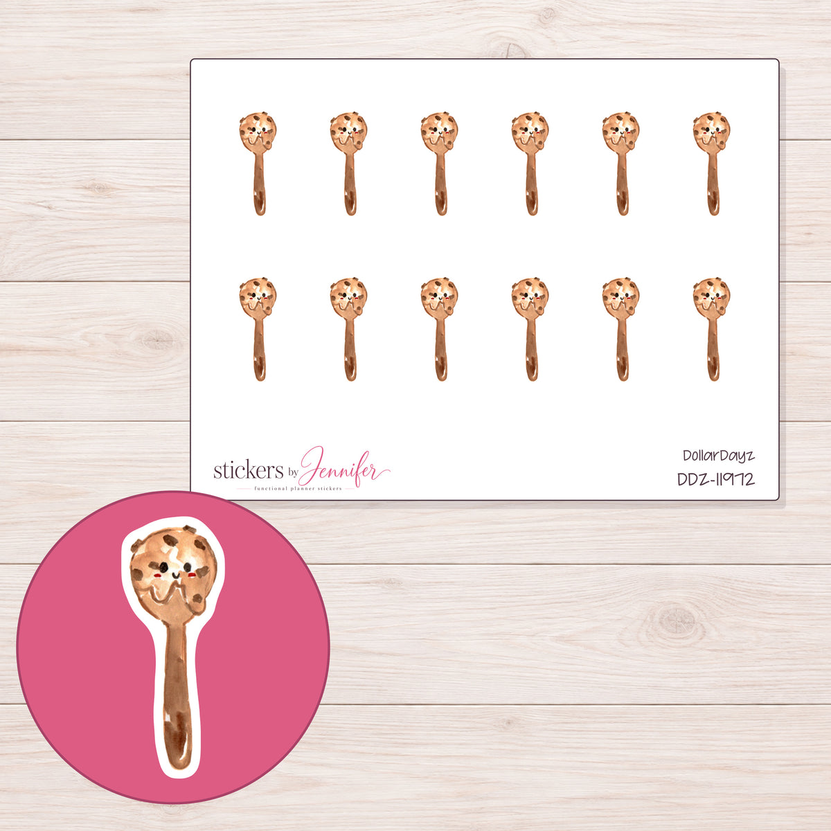 DDZ-11972 planner sticker sheet with enlarged sticker detail