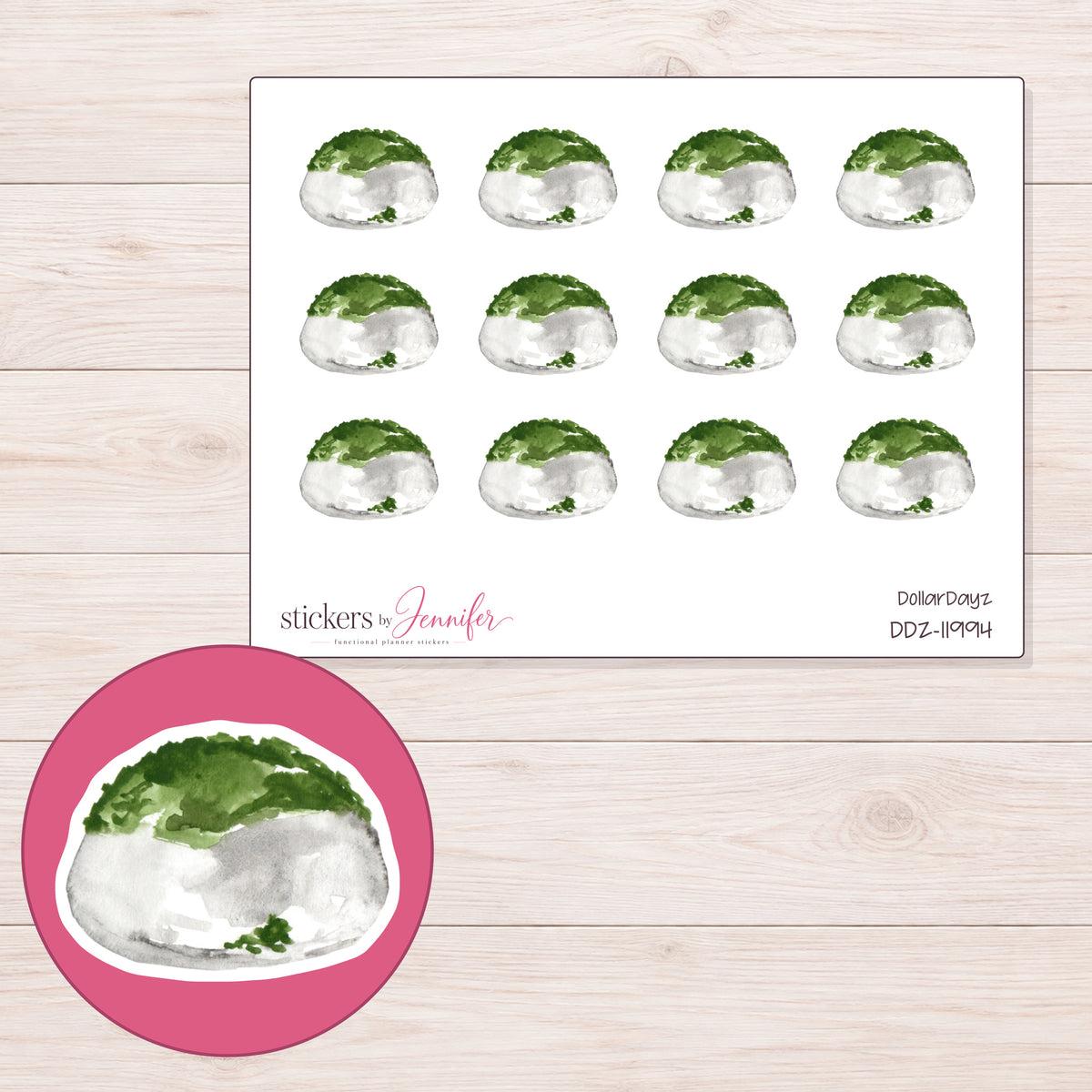 DDZ-11994 planner sticker sheet with enlarged sticker detail