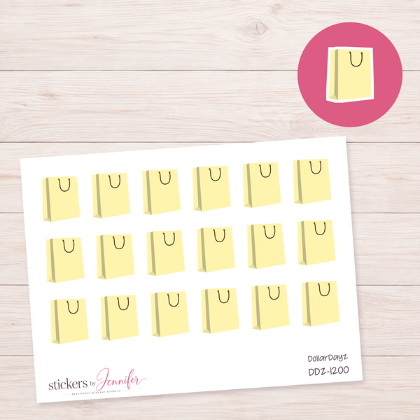 Pale Yellow Shopping Bag Planner Stickers | DDZ-1200