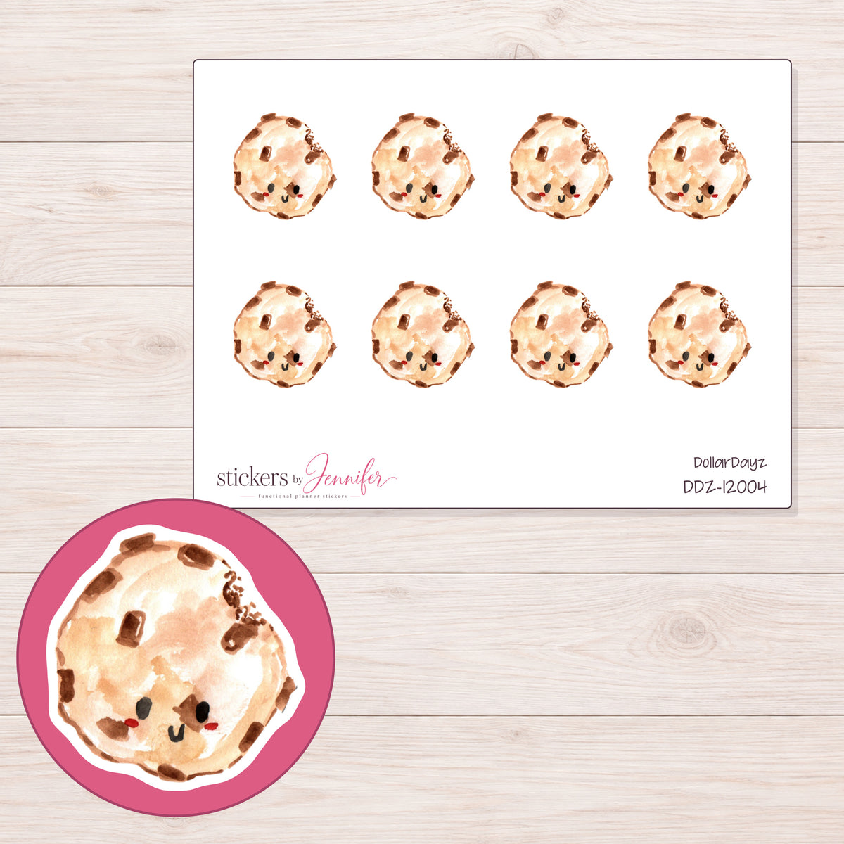 DDZ-12004 planner sticker sheet with enlarged sticker detail