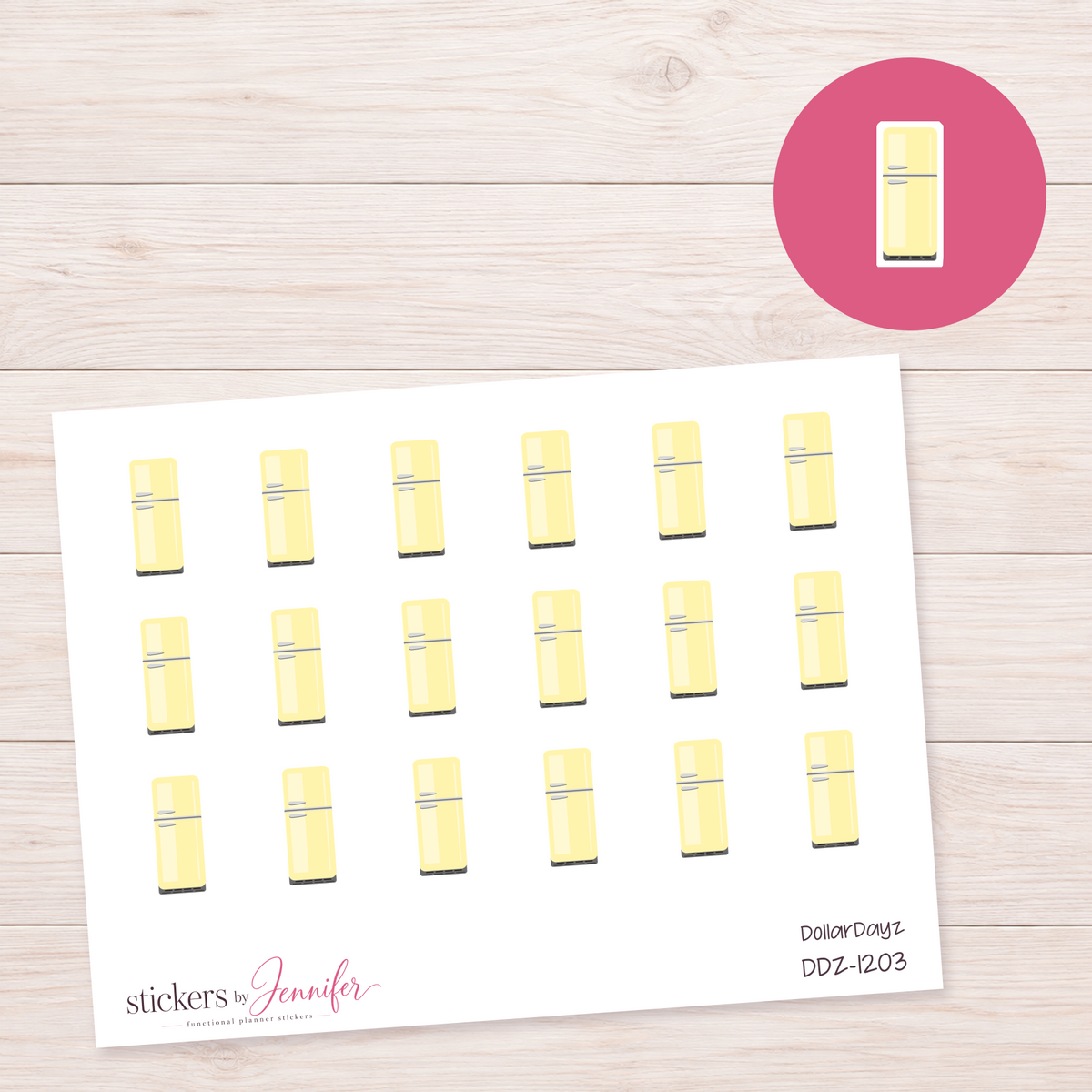 Pale Yellow Refrigerator Planner Stickers | DDZ-1203