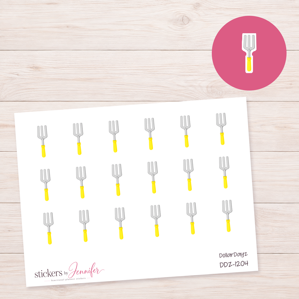 Yellow Garden Hand Fork Planner Stickers | DDZ-1204