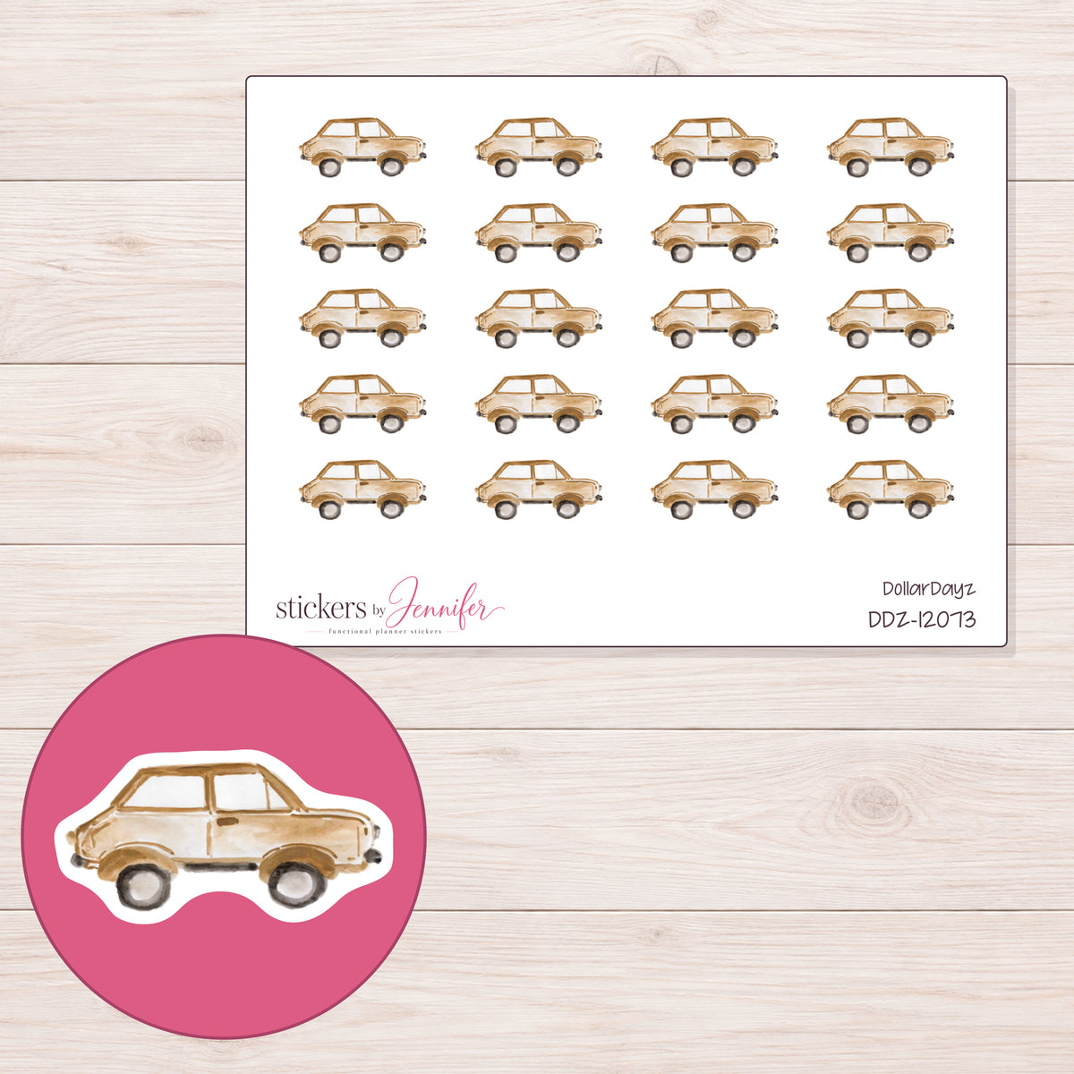 DDZ-12073 planner sticker sheet with enlarged sticker detail