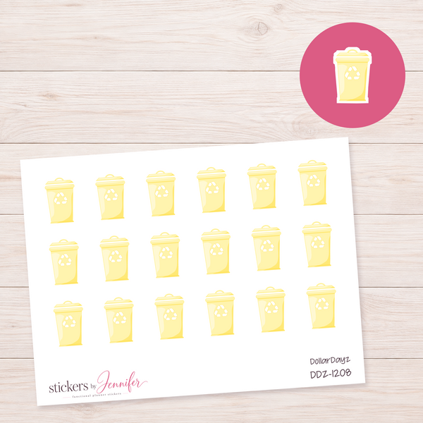 Yellow Recycling Bin Planner Stickers | DDZ-1208