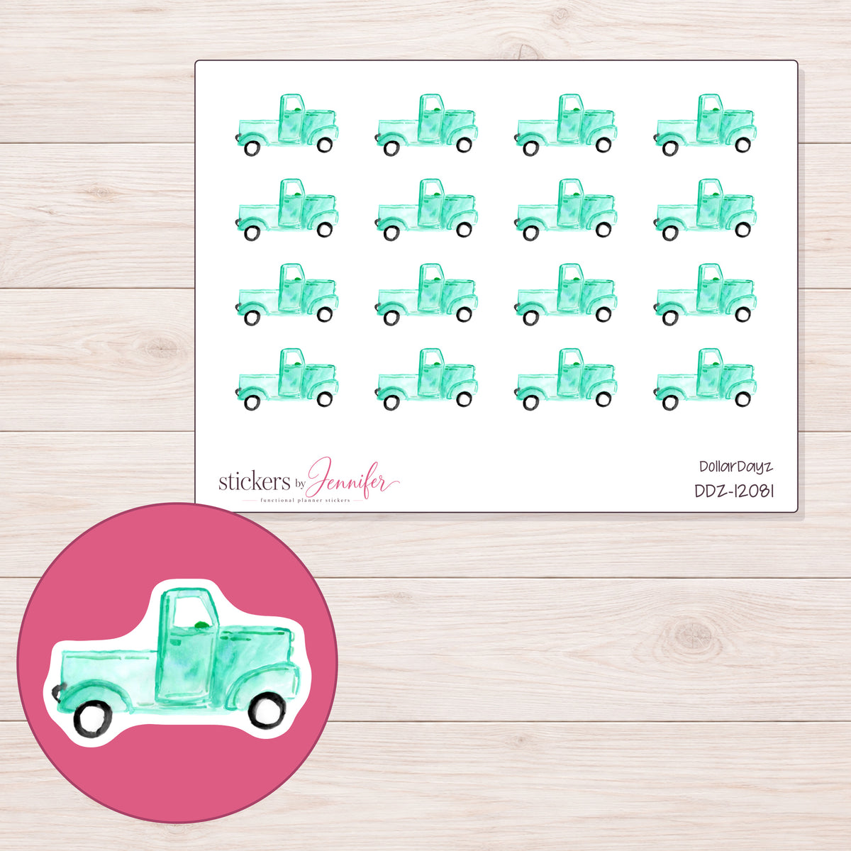 DDZ-12081 planner sticker sheet with enlarged sticker detail