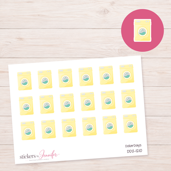 Yellow Washing Machine Planner Stickers | DDZ-1210