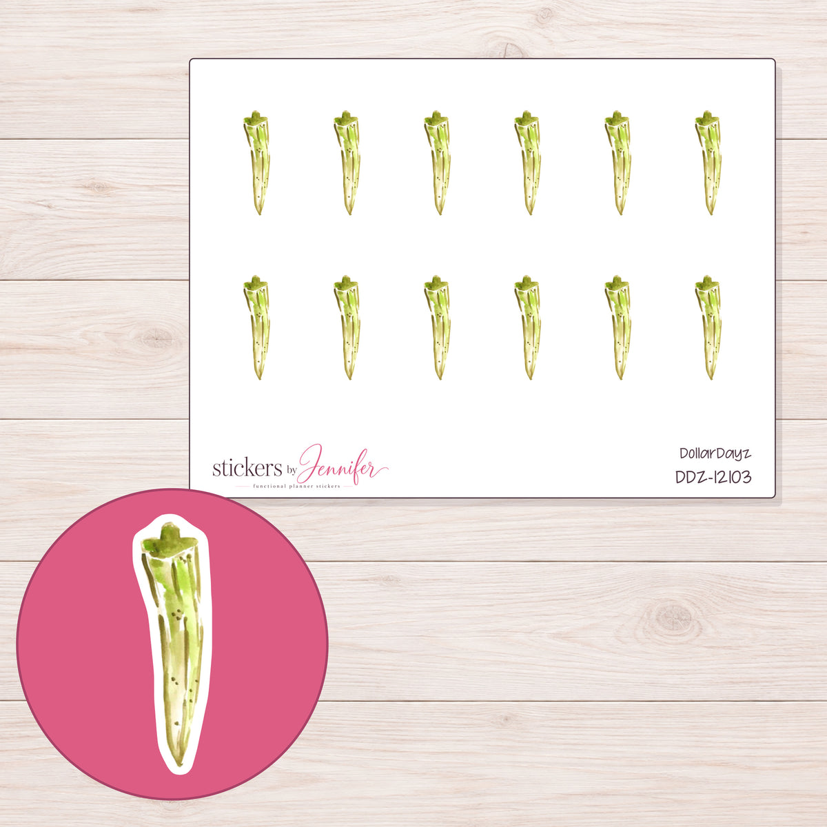 DDZ-12103 planner sticker sheet with enlarged sticker detail