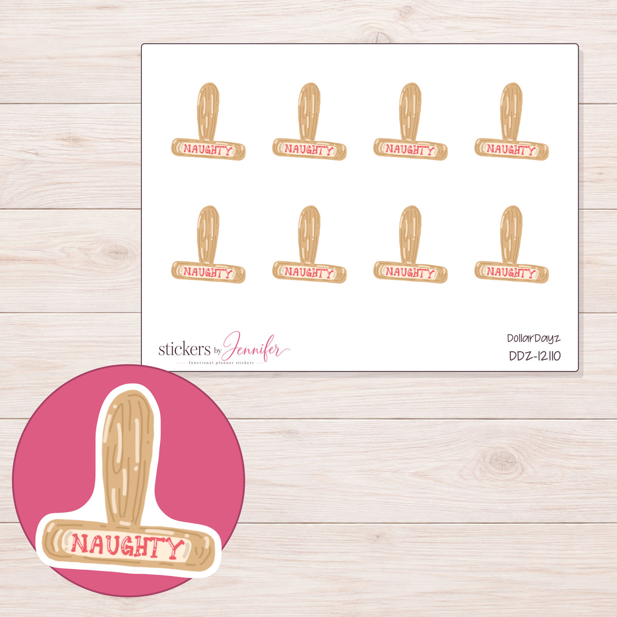 DDZ-12110 planner sticker sheet with enlarged sticker detail
