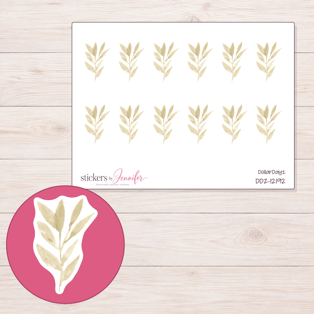 DDZ-12192 planner sticker sheet with enlarged sticker detail