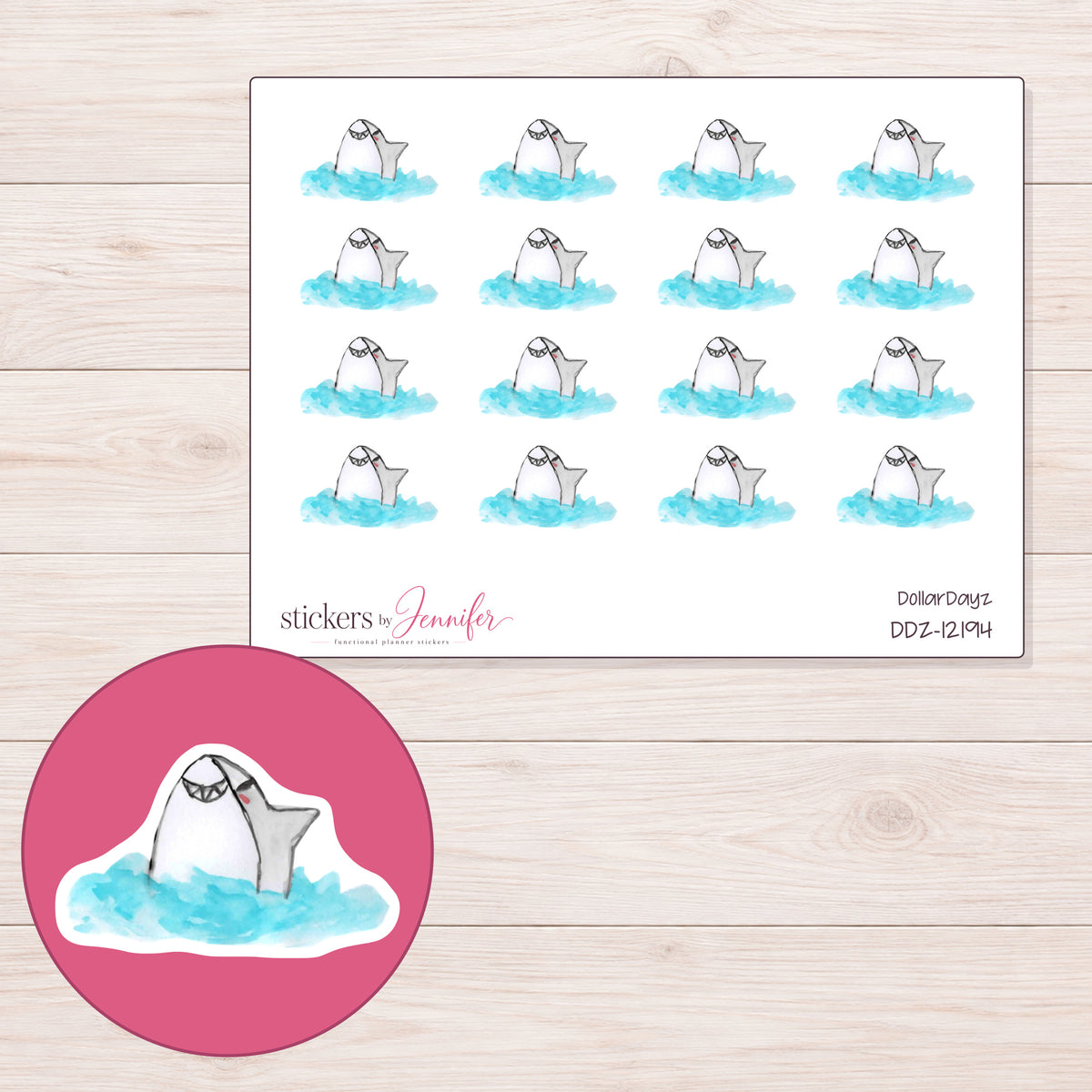 DDZ-12194 planner sticker sheet with enlarged sticker detail