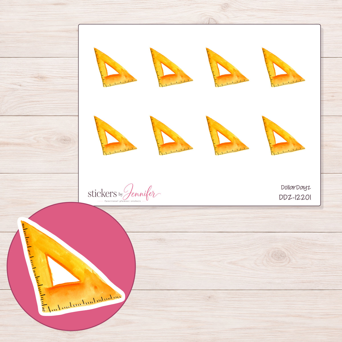 DDZ-12201 planner sticker sheet with enlarged sticker detail